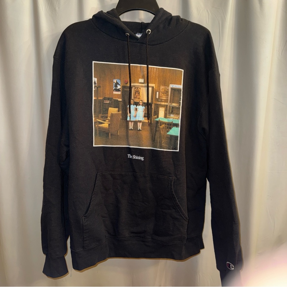 The Shining with Twins Champion Black Hoodie with Graphic Print